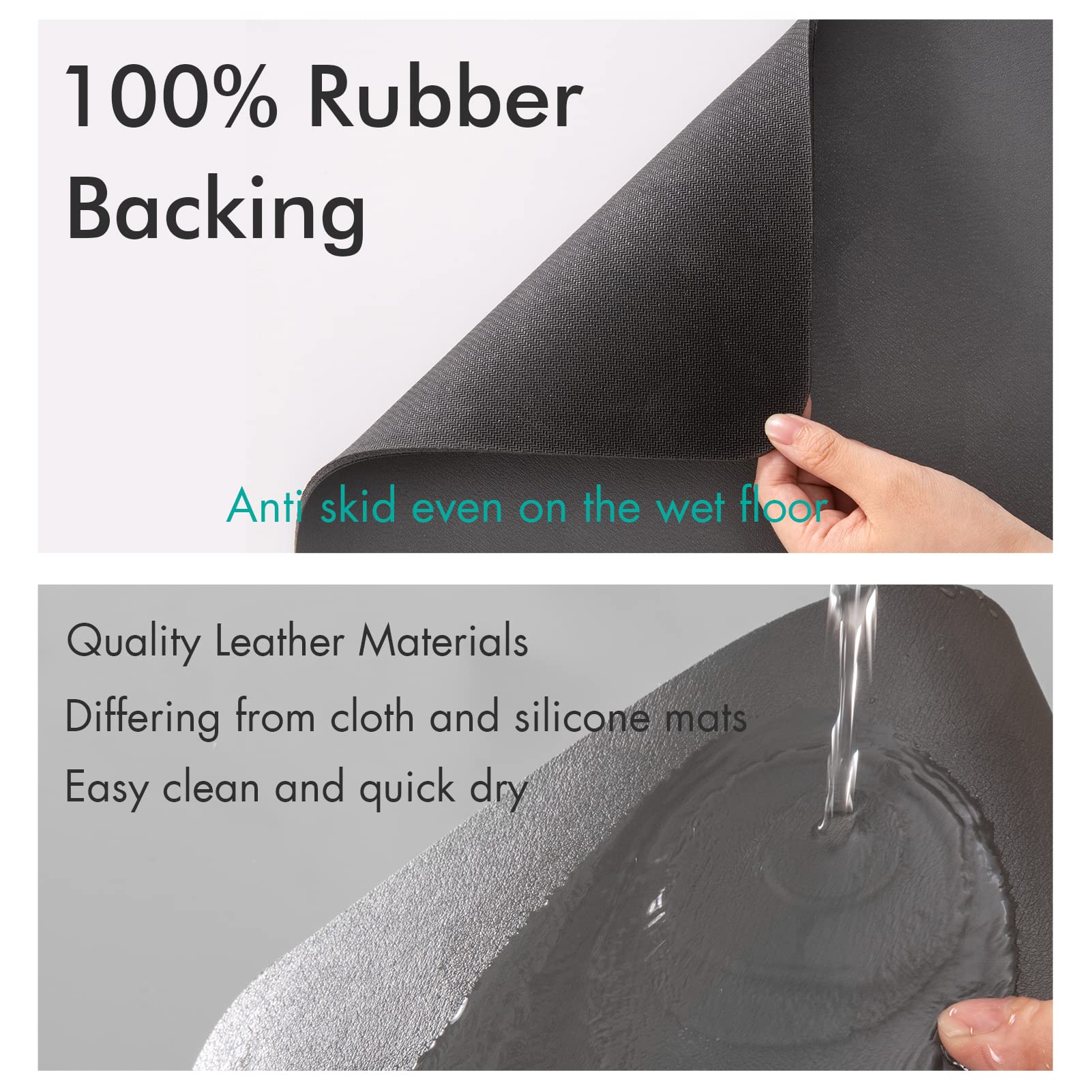 Tapis égouttoir Pas Cher Tapis égouttoir Cuisine Dunkwckore 60x40cm - Absorbant Antidérapant - Gris Foncé - Machine à Café, évier Protection Plan De Travail 60x40cm