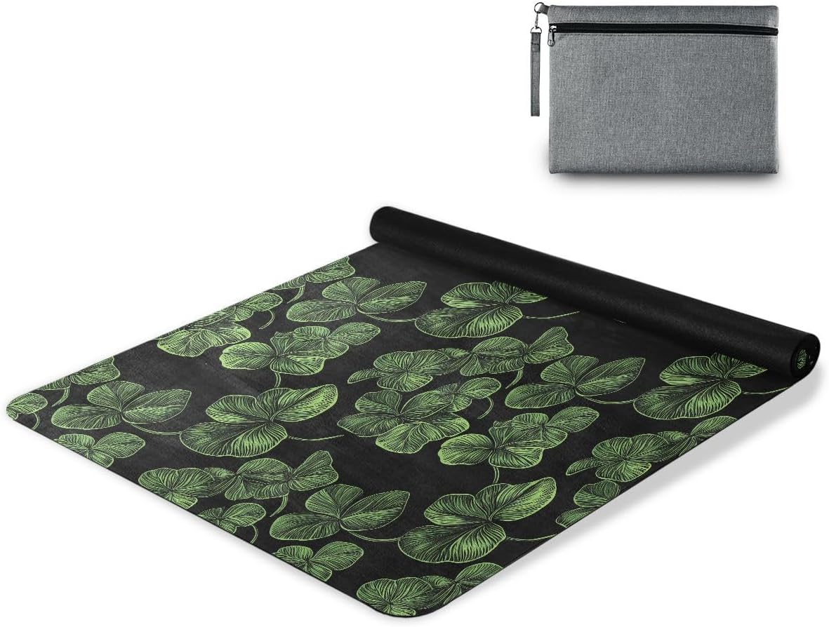 ALAZA Three Leaved Shamrocks Saint Patricks Day Yoga Mat Non Slip Fitness Exercise Mat, Workout Mat for Yoga, Pilates and Floor Exercises