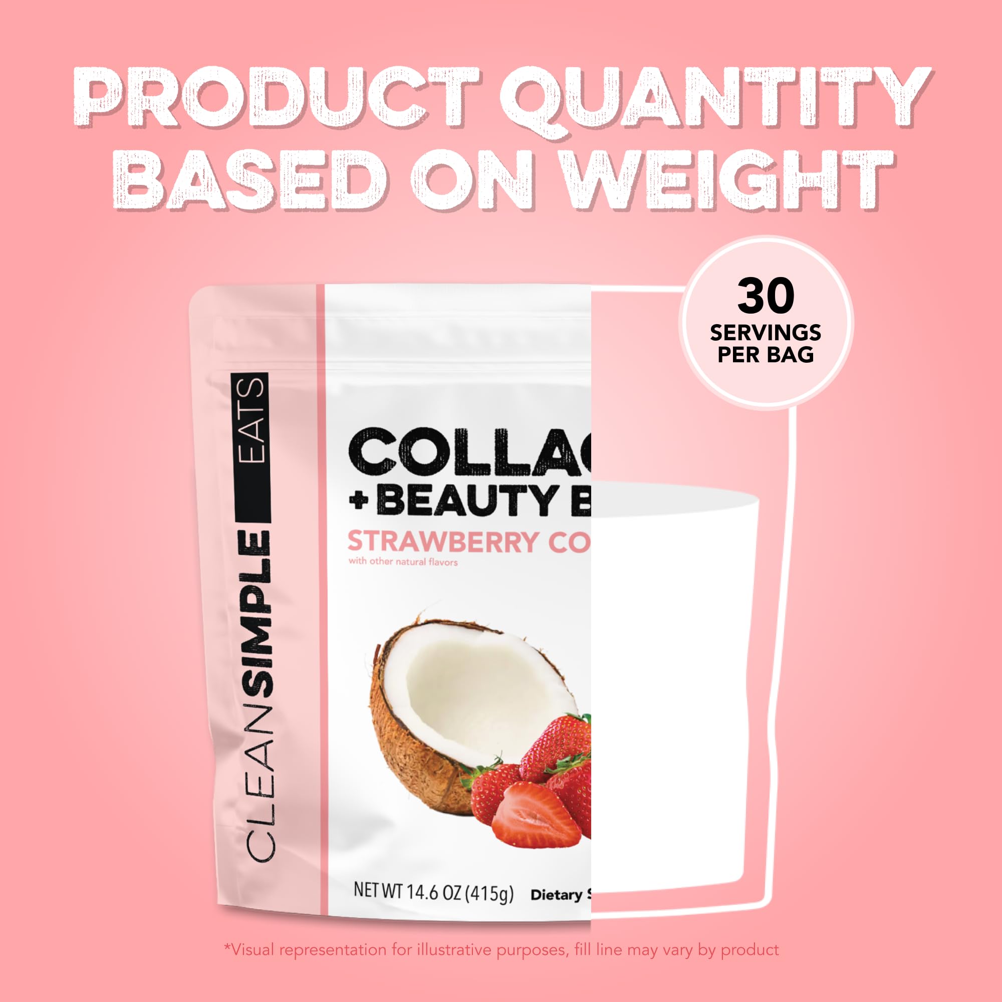 Clean Simple Eats Collagen + Beauty Blend, Strawberry Colada, 30 Servings — Amazon image 5