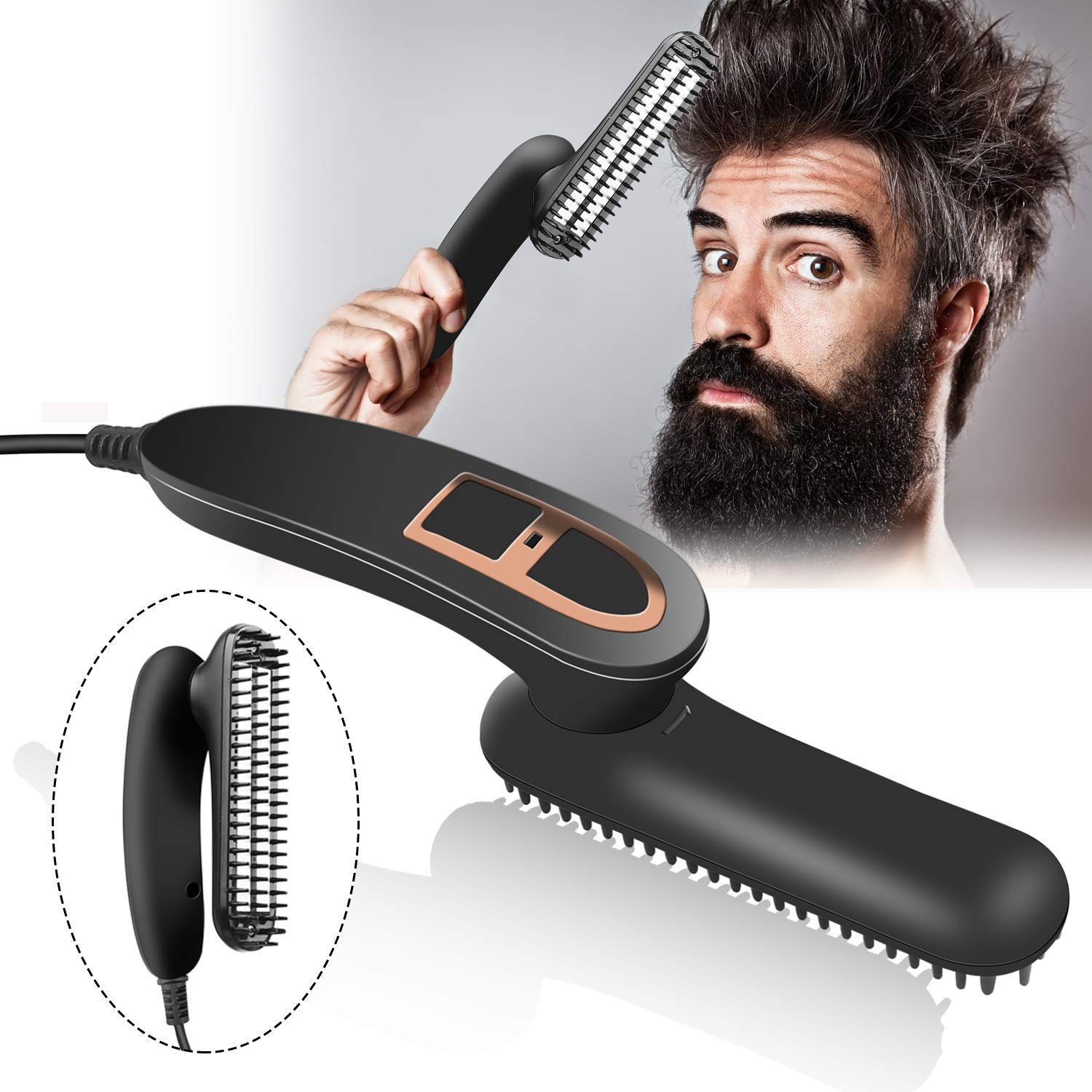 Beard Straightener For Men Foldable Electric Beard Hair