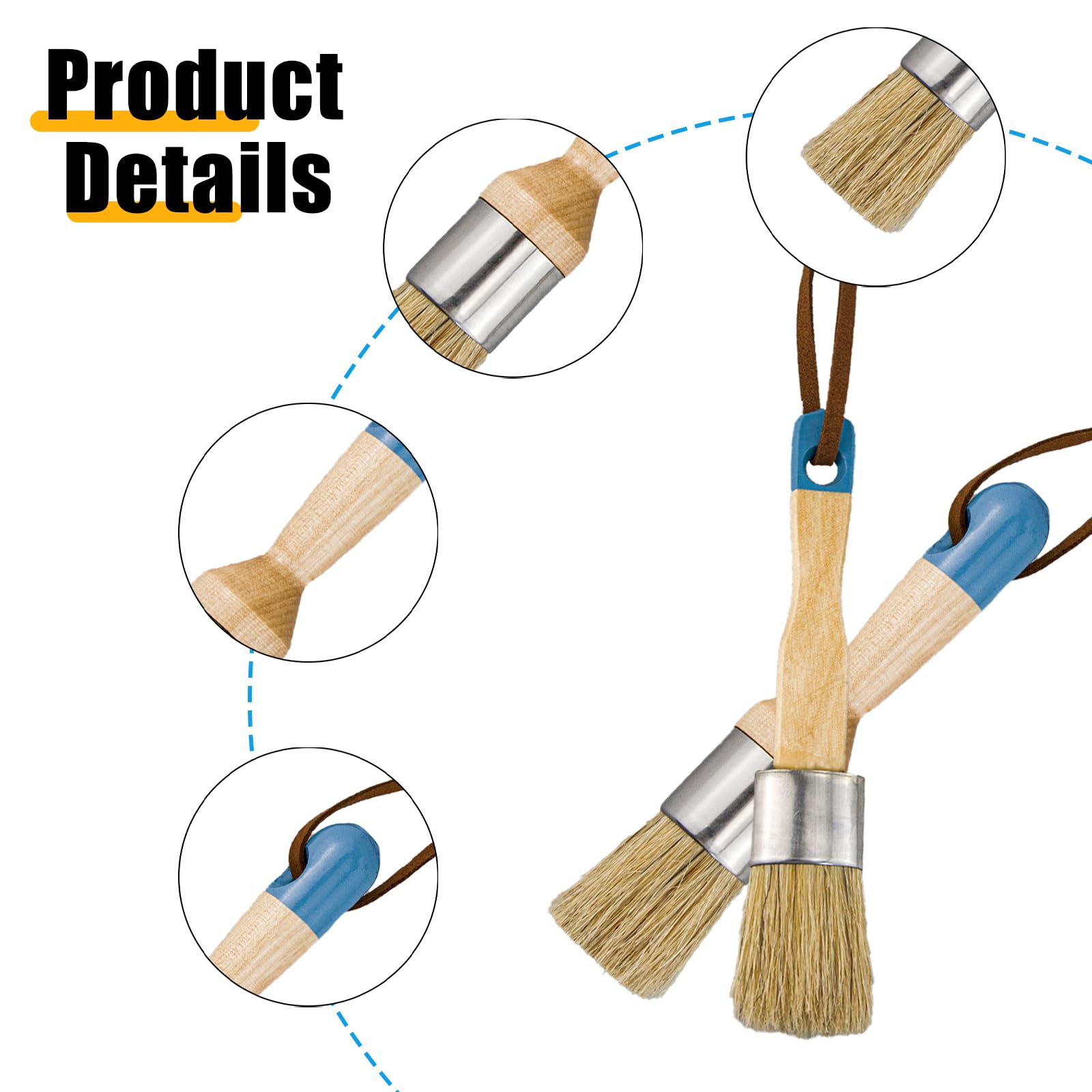 Chalk Paint Brush Set of 2, DIY Painting and Waxing Tool, Chalk and Wax Paint Brush for Folk Art Home Decor Wood Projects Furniture Stencils - Image 3