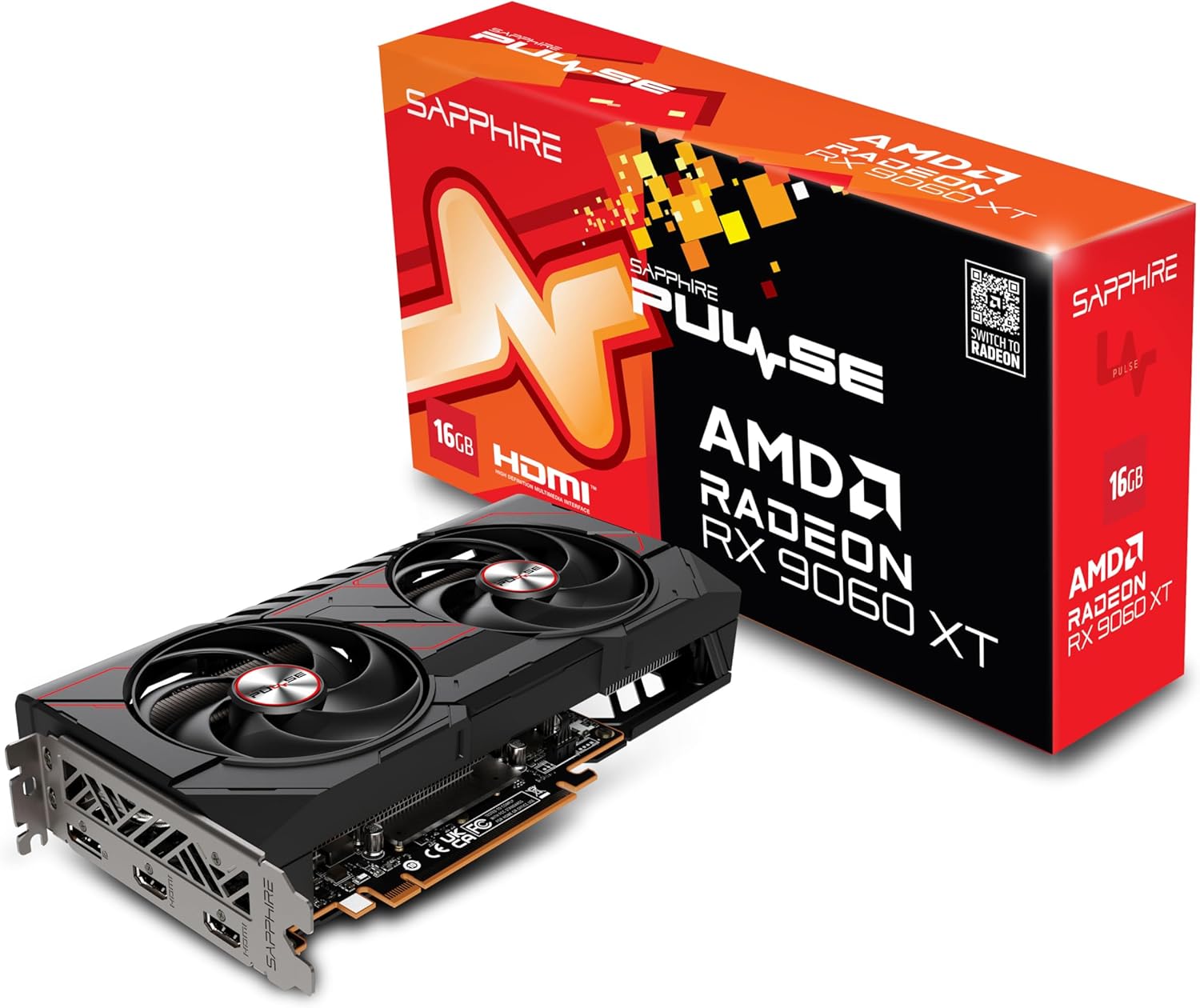 Sapphire 11350-03-20G Pulse AMD Radeon™ RX 9060 XT Gaming OC Graphics Card with 16GB GDDR6