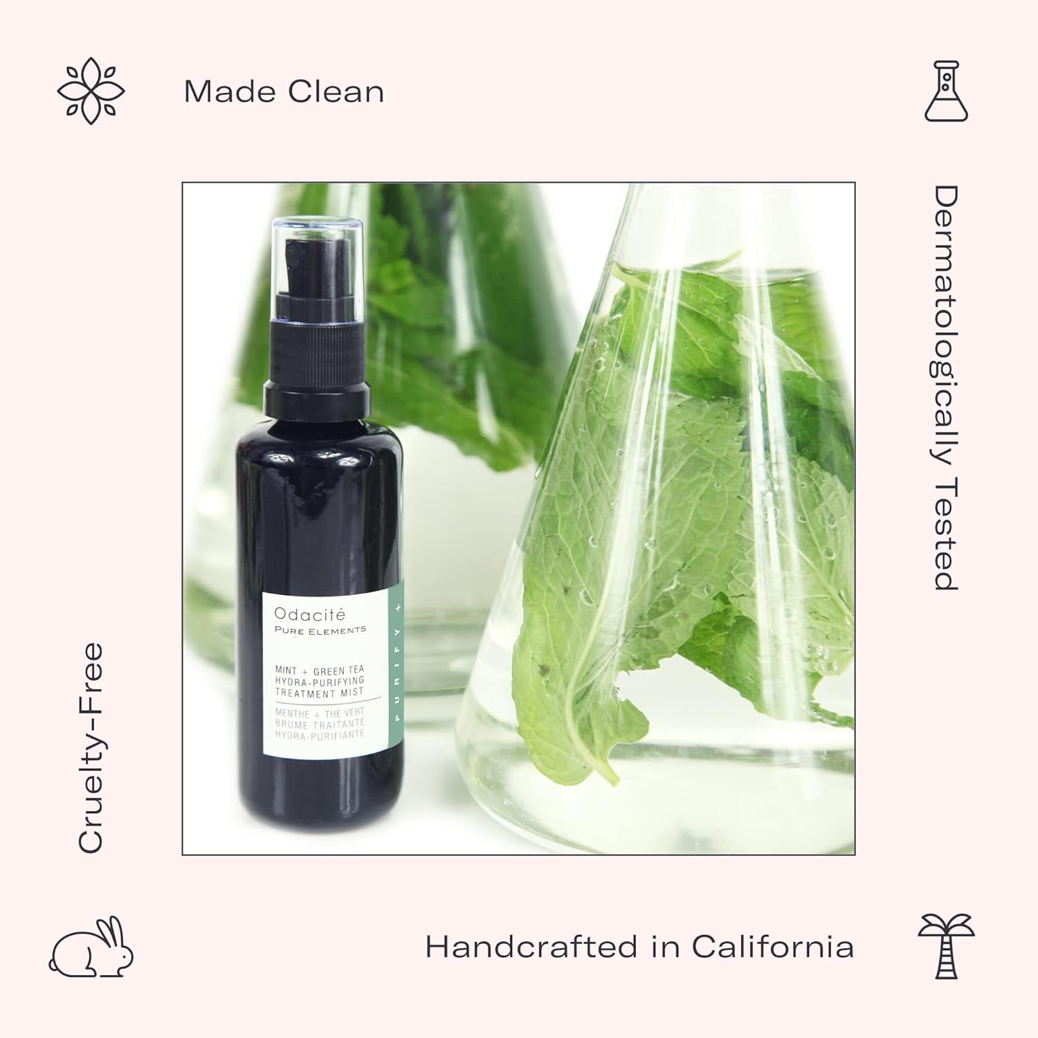 Odacité Anti Aging Face Serum - Mint & Green Tea Hydra-Purifying Mist Glow Recipe, Acne & Pimple Prone Skin, Clearing Face Mist for Hydration, Blemishes, Clogged Pores, Tired Complexion - 1.69 fl. oz - Image 6