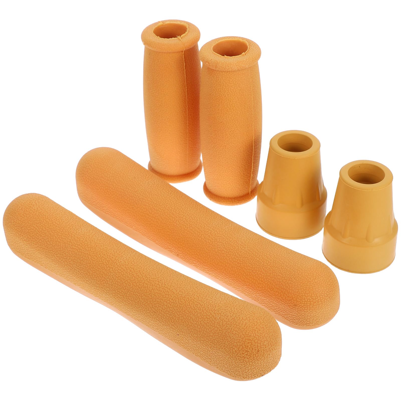 Tofficu Almohadillas Antideslizantes de Goma para Muletas de Axila, Soporte Estable y Fácil Extracción, 6 Piezas para Muletas Estándar de Aluminio en Color Amarillo
