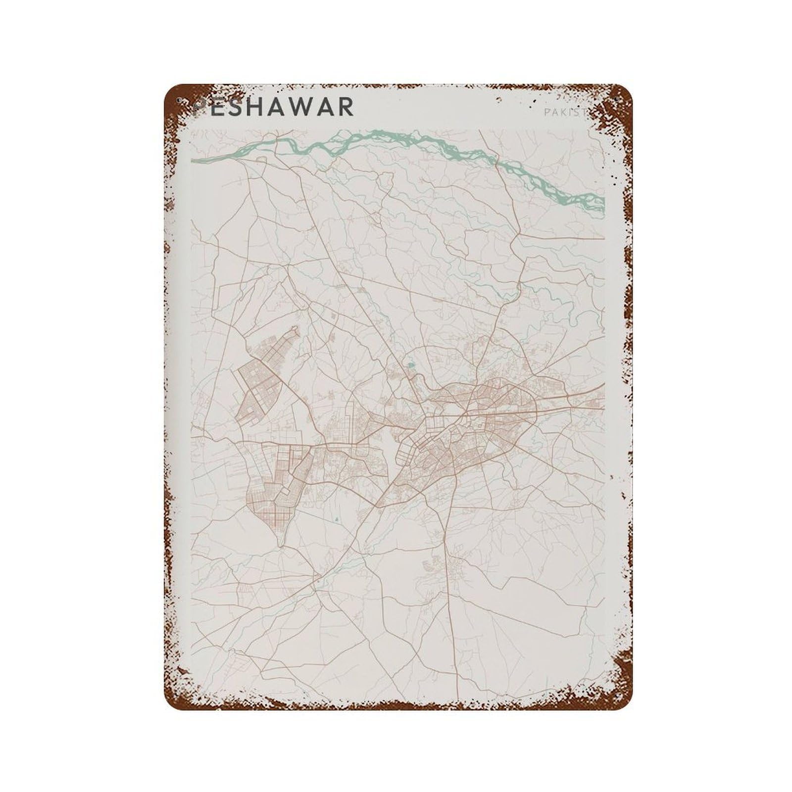 xiaoxiaoshen Peshawar Map Pakistan Travel Gift Scandi Wall Decor Art Metal Tin Poster Modern Home Decor Art Home Bar Shop Decorations Vintage Sign 40x30cm