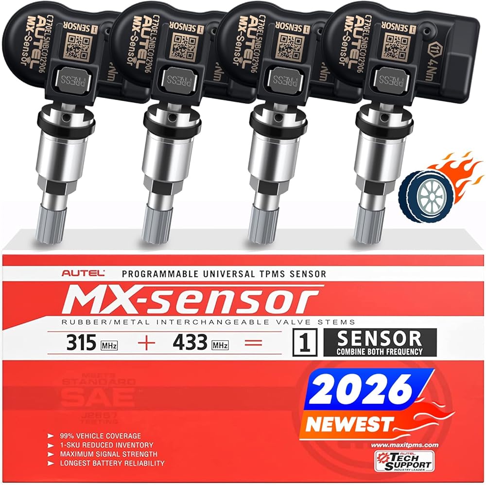 4 Capteurs TPMS AUTEL MX-Sensor 433/315 MHz - Programmable, Compatible Nombreux Véhicules, Neufs