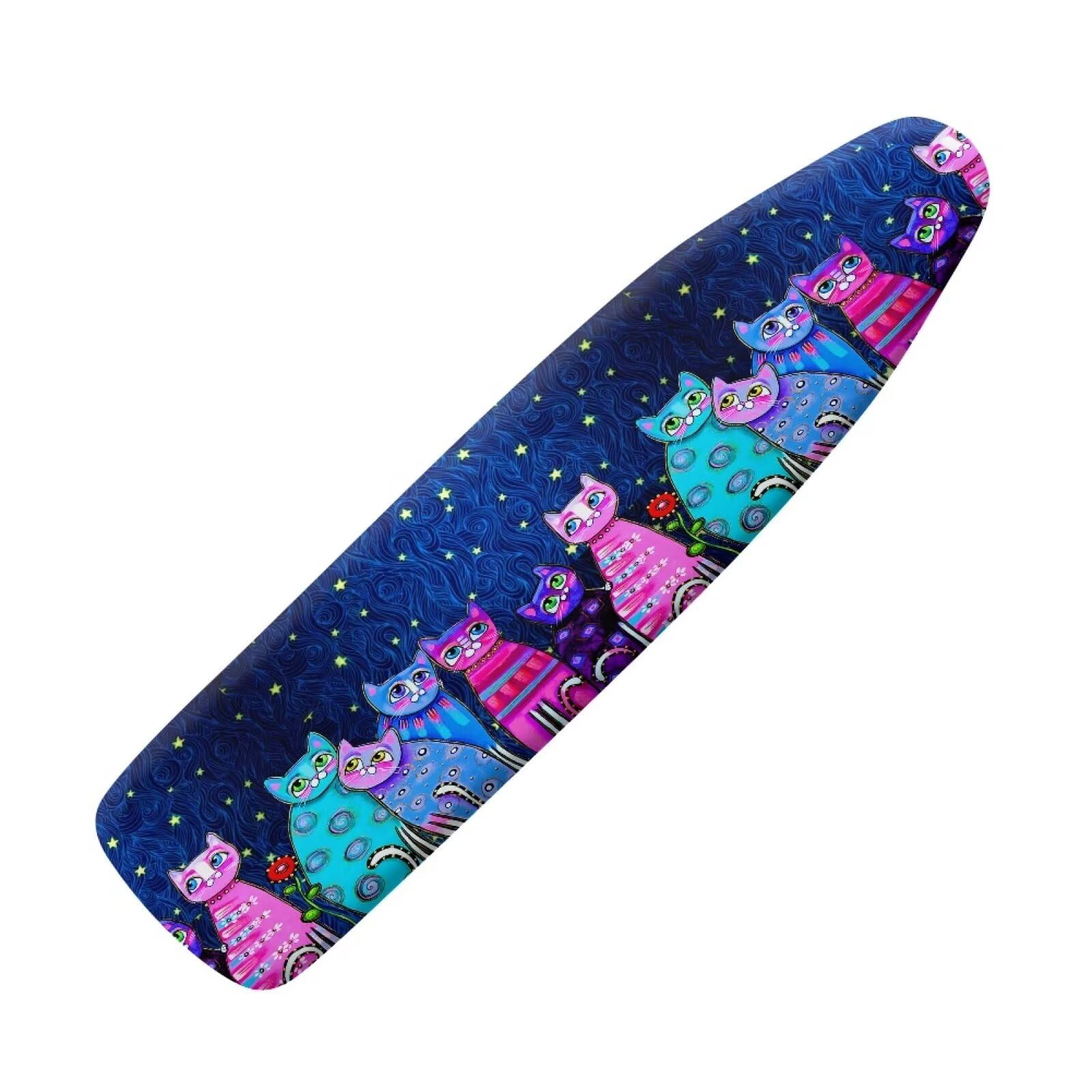 NETILGEN Ironing Board Cover with Hook and Loop Fasteners Easy to Install Protective Covers Washable Easy Fit for Home Hotel Fits up to 140 x 45cm, Starrt Star Cat โ image 1