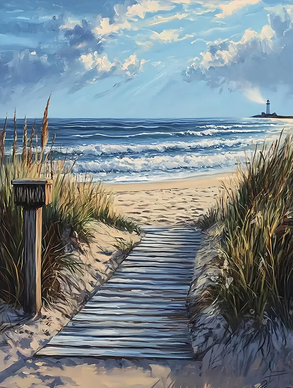DPIDEA Diamond Painting Beach, Diamond Art Kits for Adults Beach DIY 5D Diamond Painting Full Round Drill for Home Wall Decor 30x40cm