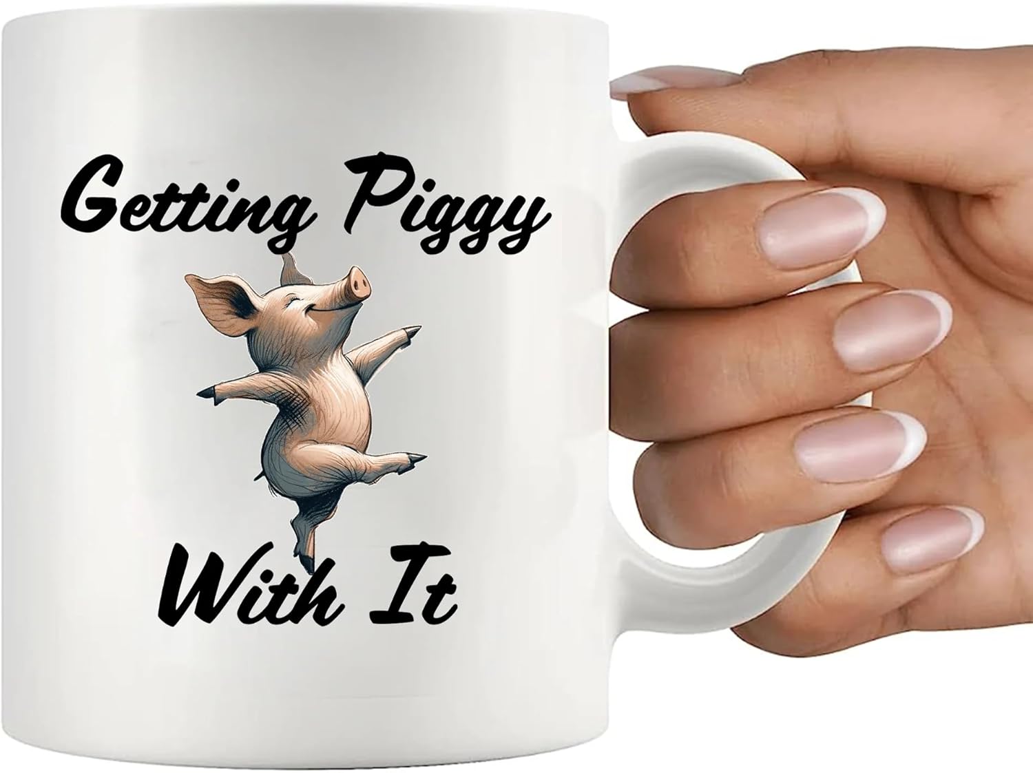 Panvola Getting Piggy With It Pig Gifts for Pig Lovers Men Women Farm Animals Pig Farmers Gifts Pig Farming Novelty Drinkware Ceramic Mug 11 oz White - Image 7