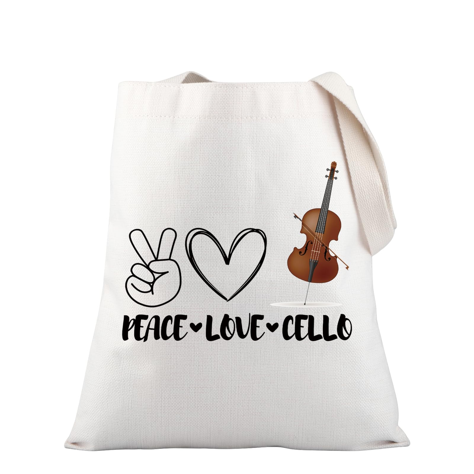 PLITI Funny Cello Gift Cello Lover Gift Cello Player Gift Cellist Gift Cello Recital Gift Peace Love Cello Tote Bag For Women
