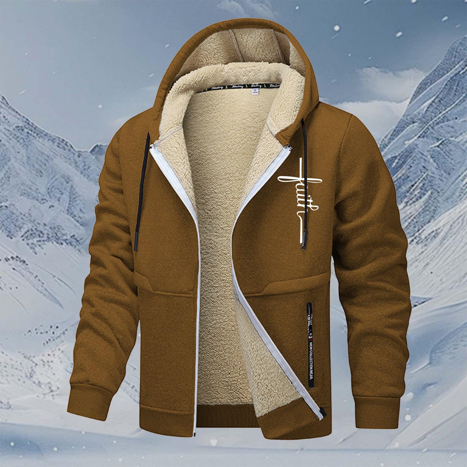 Générique Męska bluza z kapturem bawełniany sweter z kapturem z ciepłą podszewką z polaru Regulowany trend regularny krój Sport A70