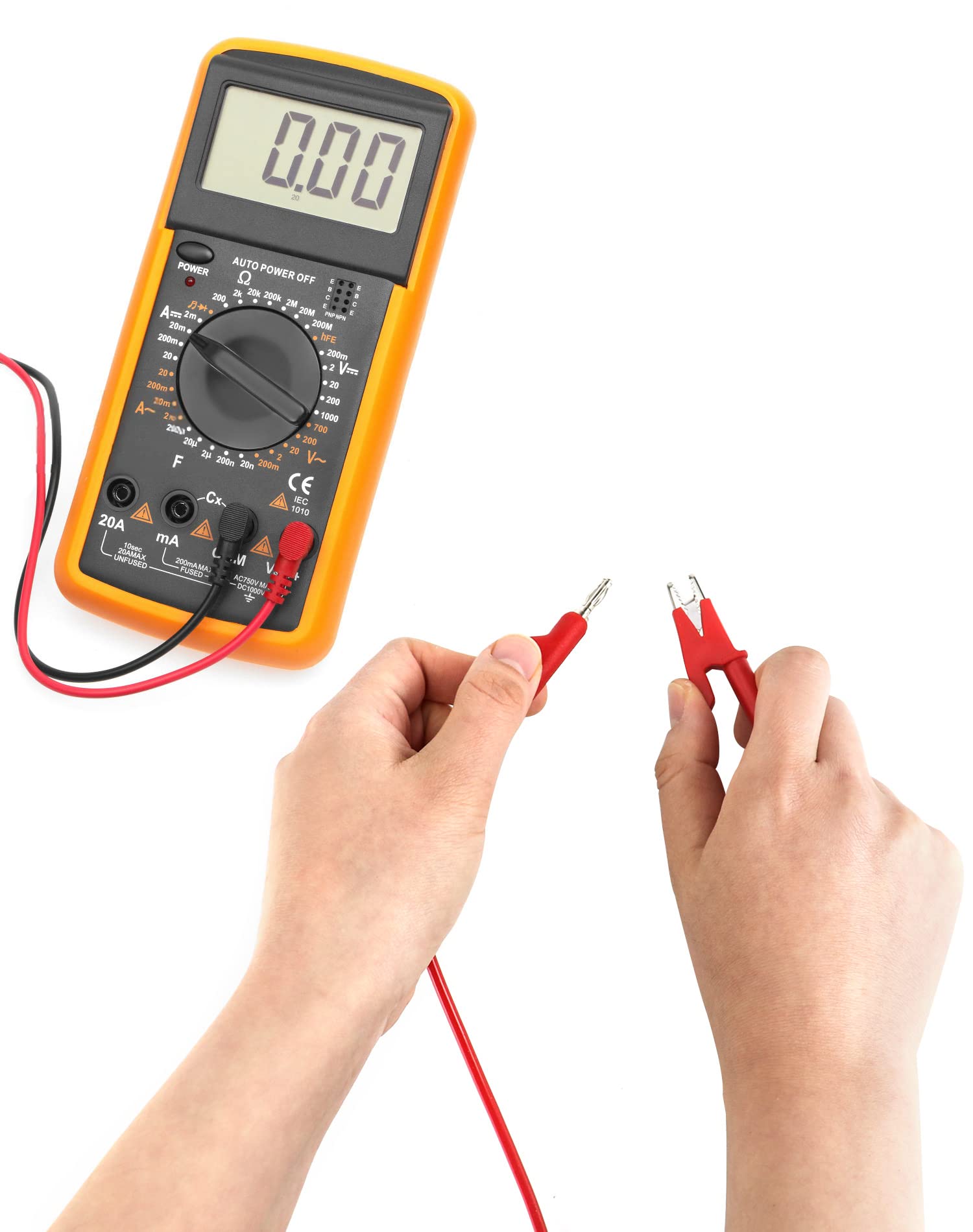QWORK® 5 sztuk multimetr przewody pomiarowe 4mm wtyki bananowe z 10 sztuk izolowane zaciski krokodylkowe 5 kolorów do testera obwodów napięcia (19A 1000V, 5 kolorów)