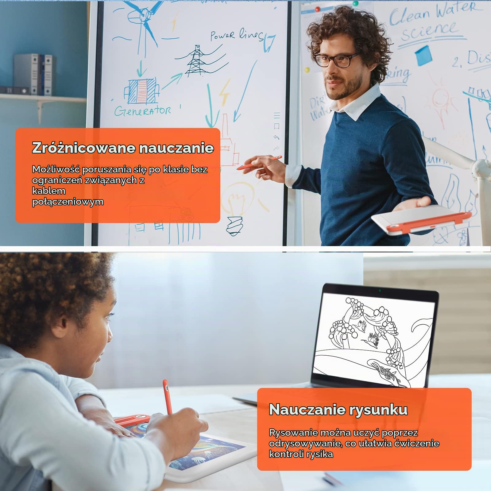 UGEE Q8W tablet graficzny Bluetooth, 8-calowy przenośny tablet do rysowania bez opóźnienia, początkujący tablet do rysowania, tablet graficzny z piórem kompatybilny z systemem Windows, Mac, Chromebook