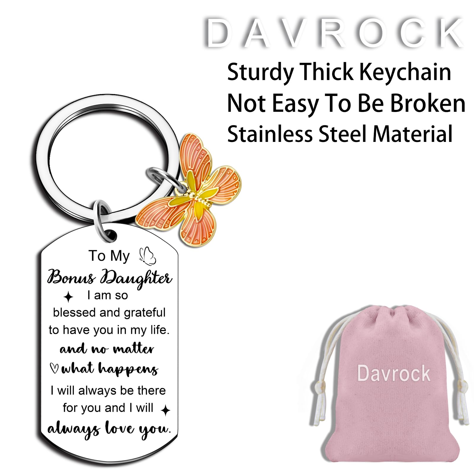 Bonus Daughter Gifts To My Bonus Daughter Keychain Unbiological Daughter Gift Stepdaughter Gifts from Stepmom On Birthday Graduation Wedding Christmas Gift Stocking Stuffers for Teen Girls