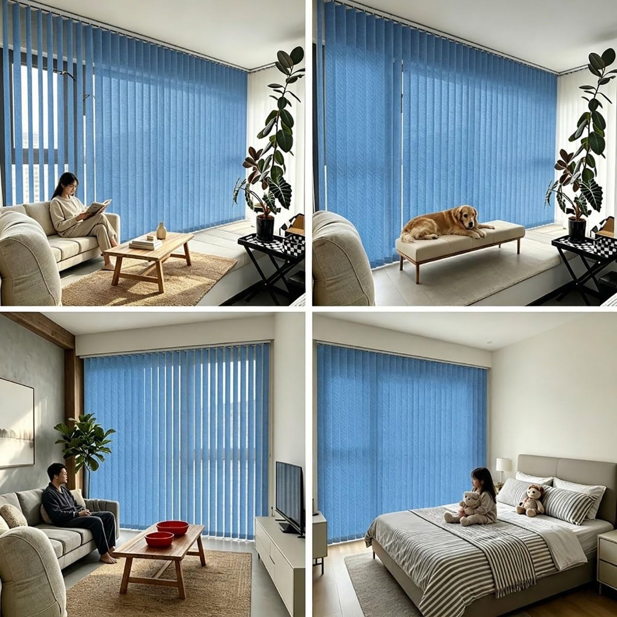 Lamellenvorhang Vertikaljalousie für Schiebetüren, Lichtdurchlässige Stoff Lamellenanlage, Blaue Vertikalanlage Schiebevorhang 100 150 170 200 260 cm viele Farben zur Auswahl(W240 x H180cm)