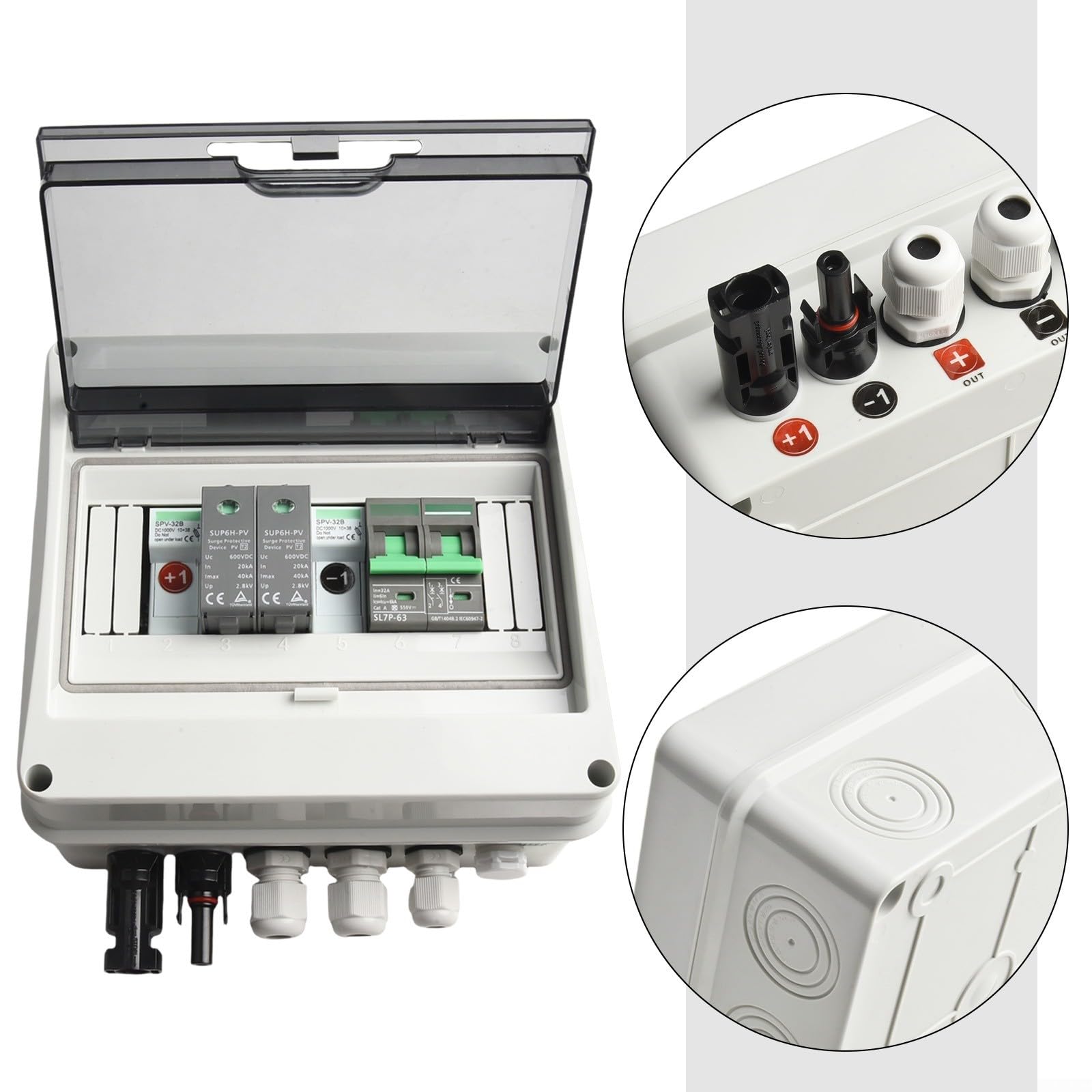 Scatola combinata solare fotovoltaica da 500 V, sistema di protezione impermeabile IP65 DC con fusibile MCB per pannelli solari sul tetto