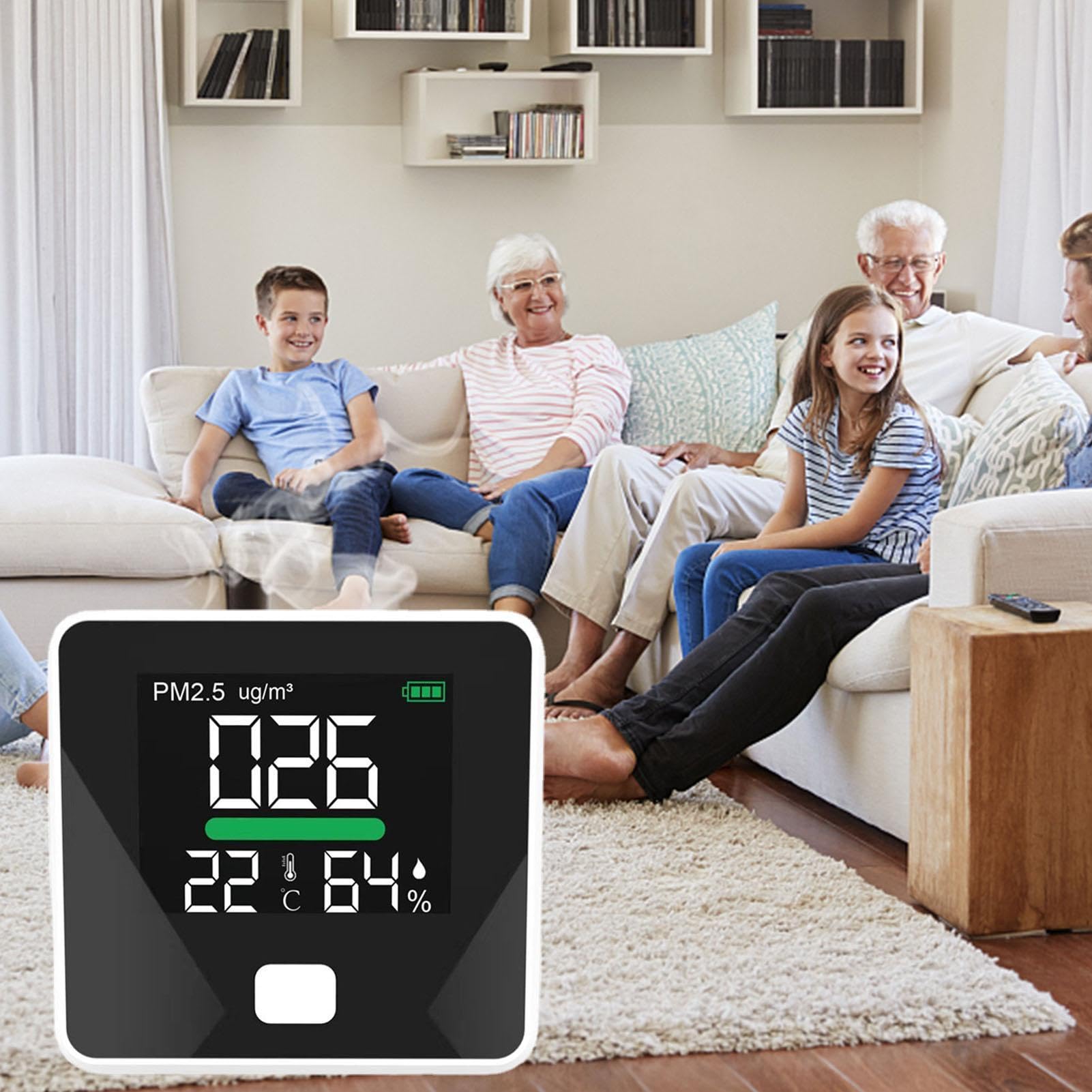 Air Quality Detector - Indoor Dust Monitor, Digital Tube Display Air Quality Detector | Humidity Monitor Meter Sensor, Temperature Tester and Humidity Monitor Meter Sensor for Home, School, Hotel