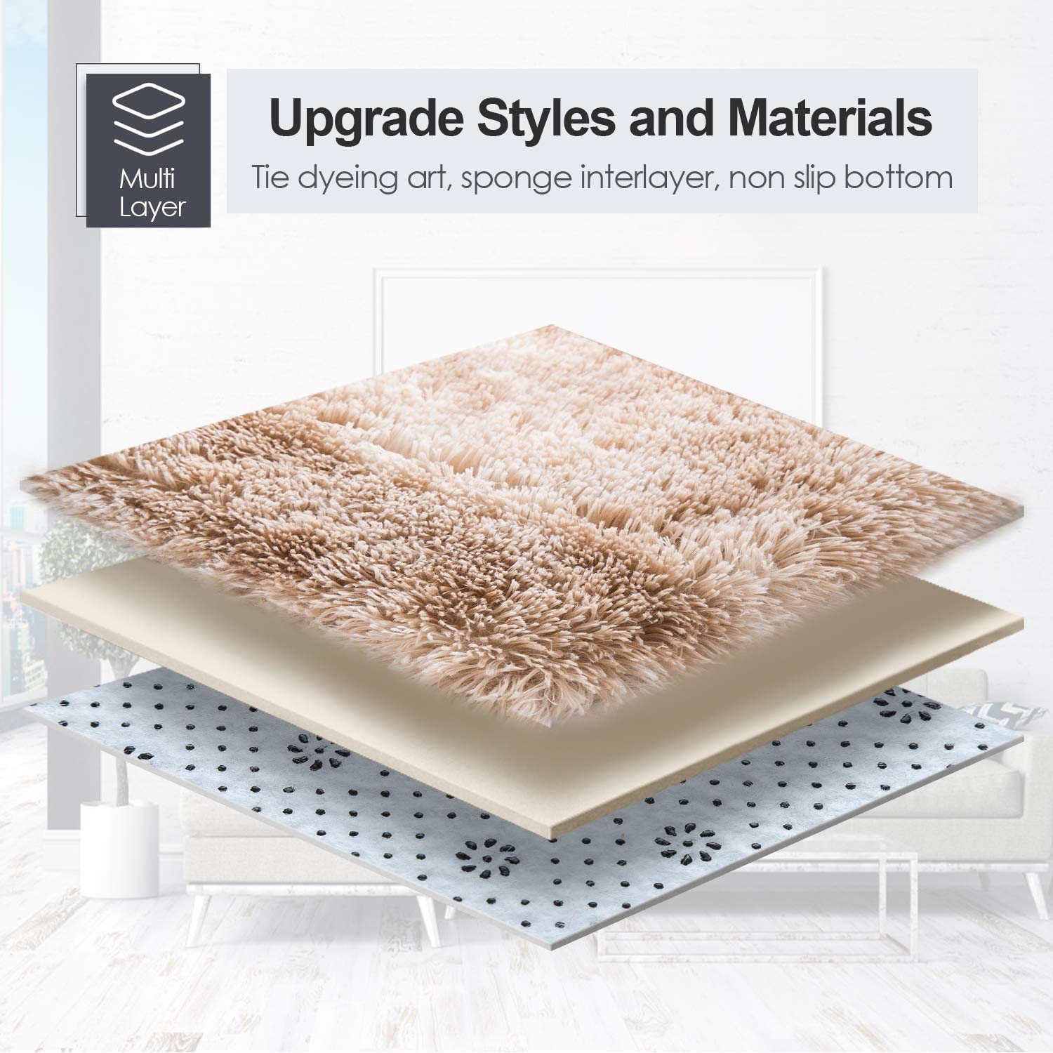 Moquette Chambre, Home Tapis Shaggy Longues Mèches En Différentes Tailles Et Coloris Tapis Shaggy Design Moderne Pour Chambre D'enfant Chambre À Coucher Salon Coureur Lavable,Marron,200X300CM