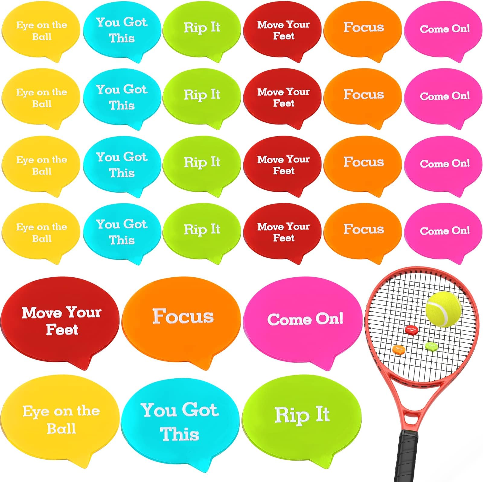 Sosation 24 Pcs Tennis Vibration Dampener Colorful Tennis Racket Dampener for Kids Women Men Tennis Gift Accessories, 6 Styles