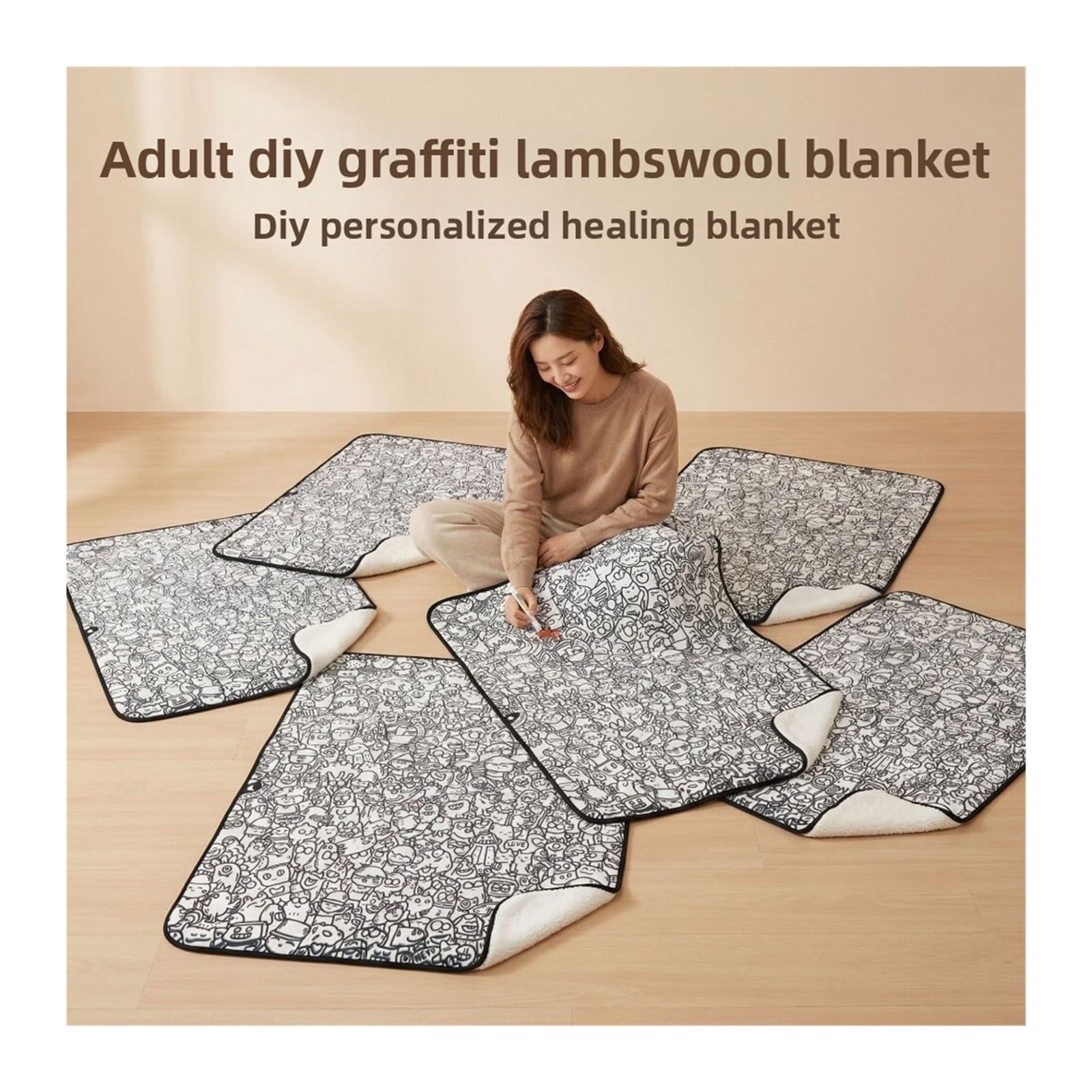 coperta da colorare Coperta Graffiti fai da te for adulti Decompressione dipinta a mano(70x100cm-01)