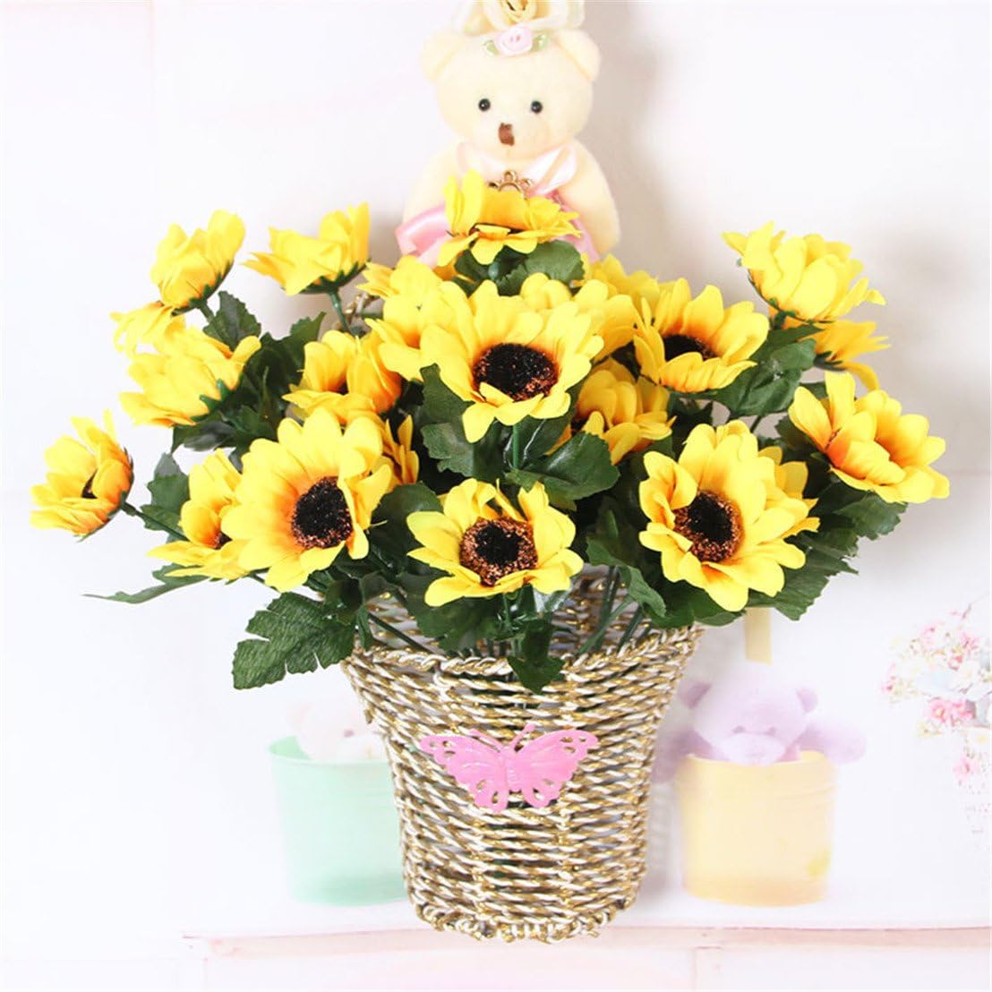 Mynse Plant Hanging Silk Flowers Home Living Room Decoration Wedding Party Props