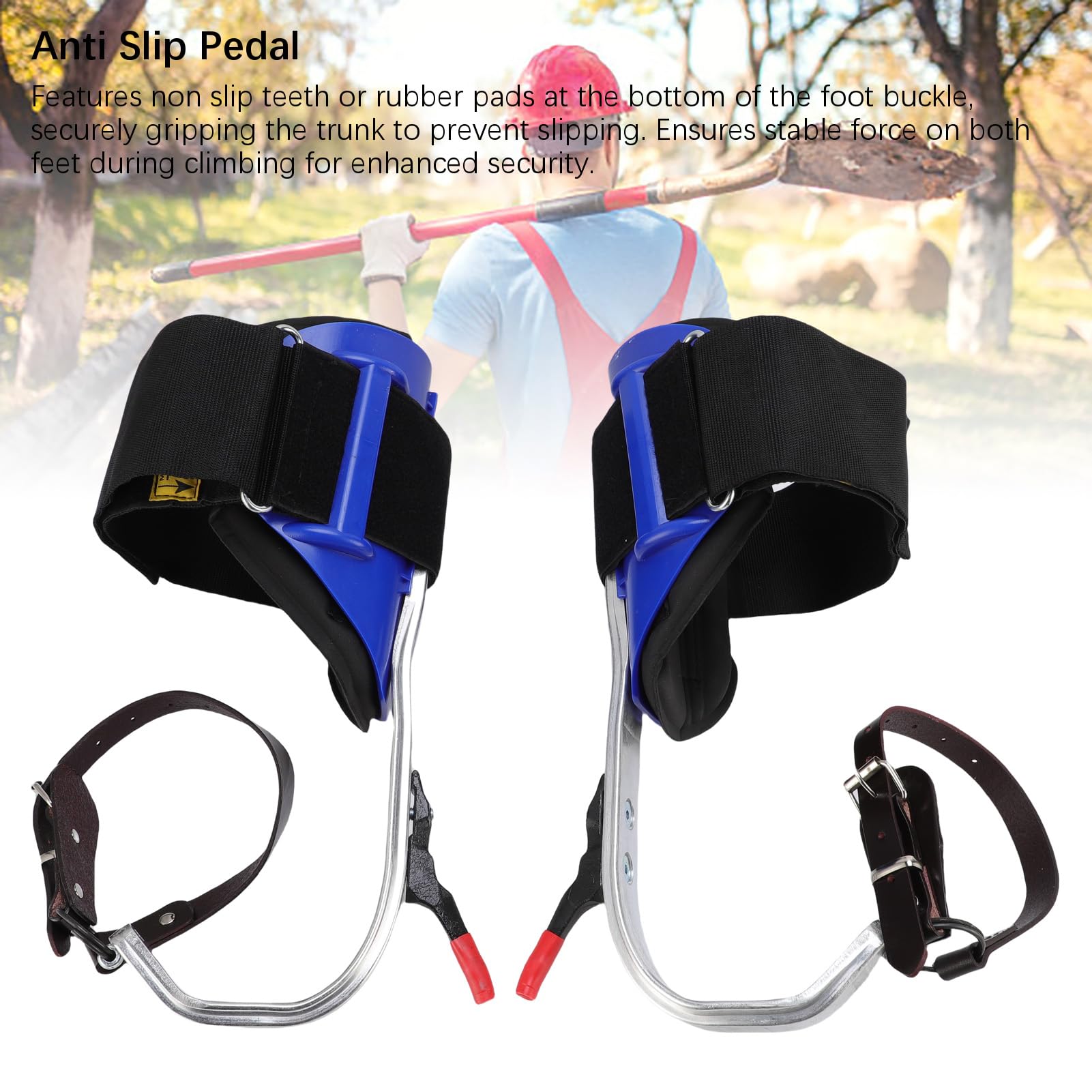 Picos para Trepar árboles, Espolones de Escalada Ajustables con Pedal Antideslizante de Aleación de Aluminio Liviano y Correas Ajustables para Recolección de Huertos, Poda de — view 9