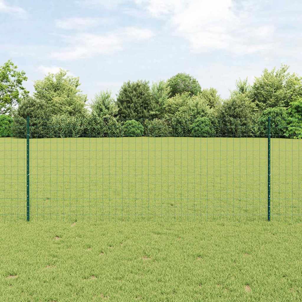 Green Steel Garden Fence Panel 1 x 10 m with Posts, Modern Privacy Screen for Outdoor Robusta Border for Yard Patio Lawn, Easy Assembly, UV Resistant for Dogs Pets Plants