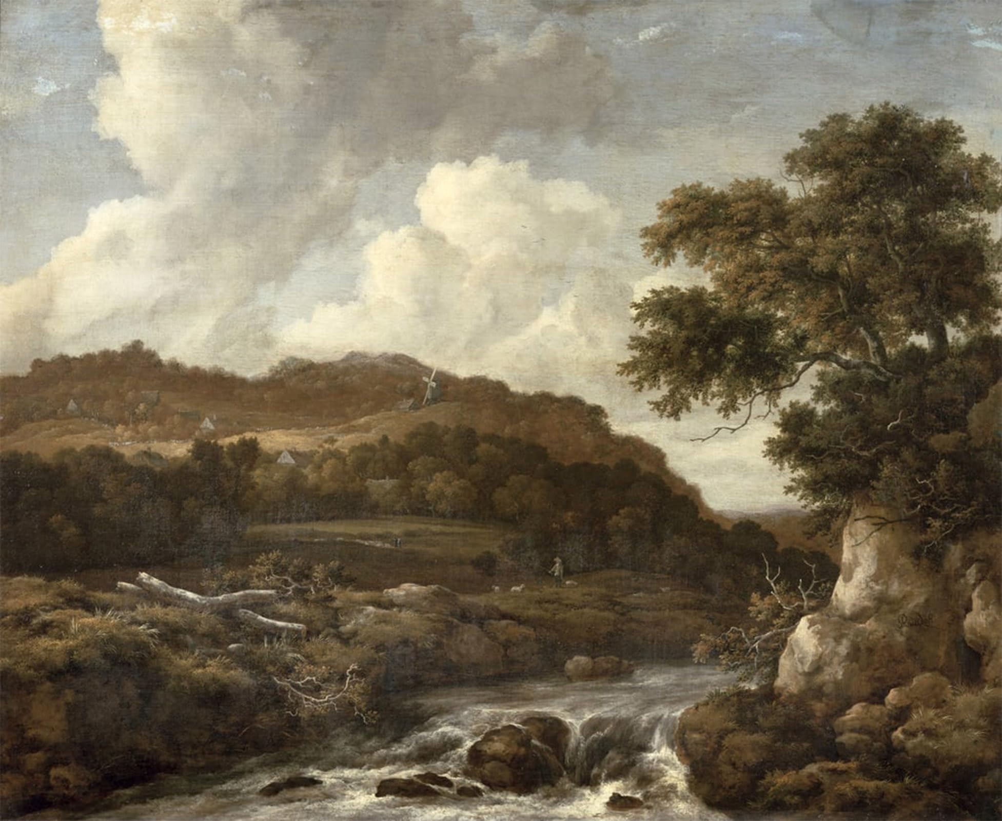 ARTXLXXBN Famous Prints Artwork Pictures Poster Painting Art Mountainous Wooded Landscape with a Torrent by Jacob Van Ruisdael Artwork Landscape Pictures for Home Decor 60x90cm
