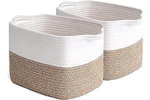Spacious Brown and White Storage Basket for Magazines, Blankets, and Toys