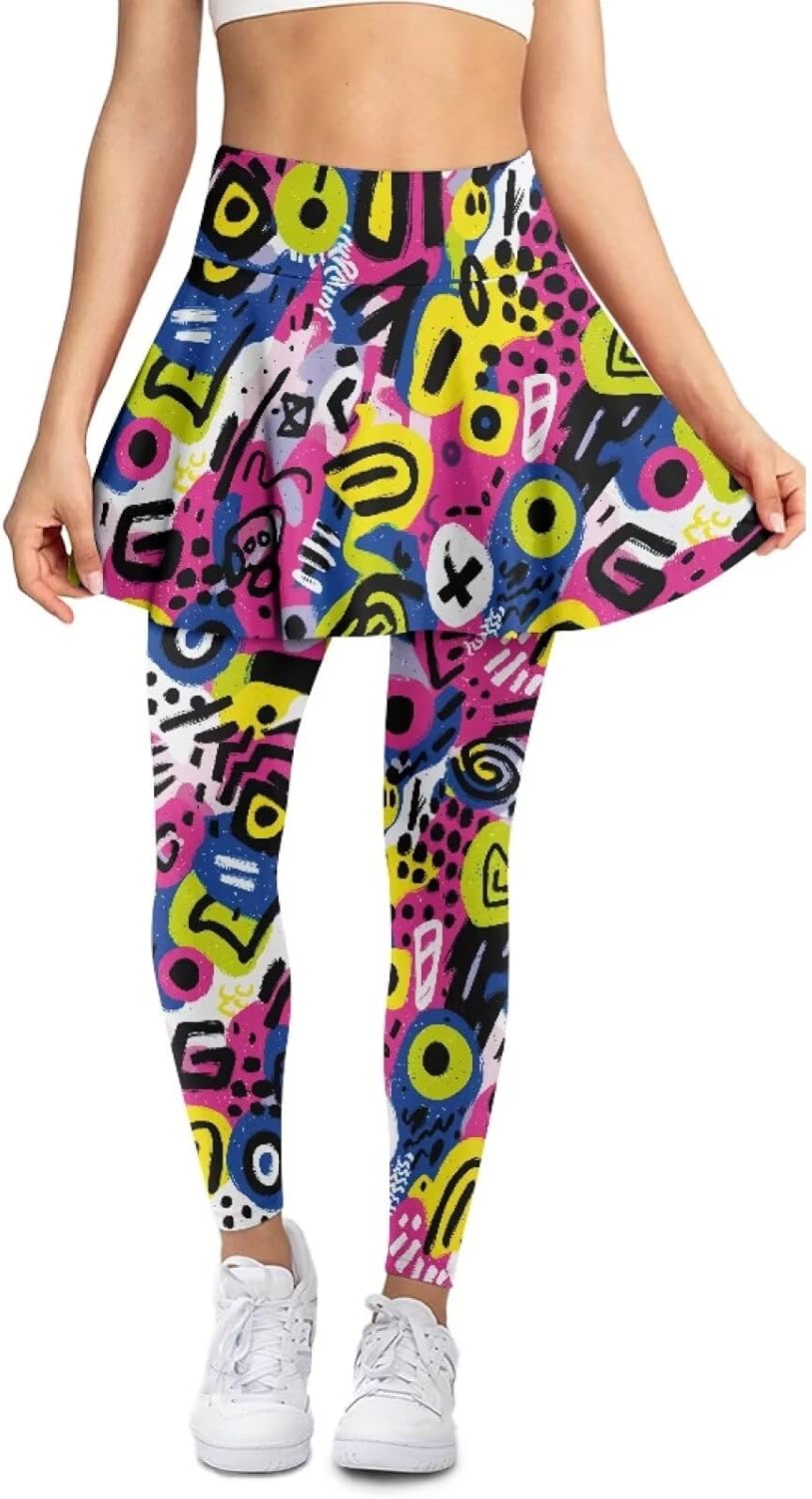 Womens Golf Tennis Skirts Capri Legging with Pocket Athletic High Waisted Outdoor Running Workout Skorts XS-3XL