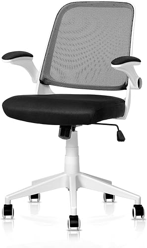 Magshion Silla ergonómica de escritorio de oficina en casa, silla de computadora de malla de altura ajustable con reposabrazos abatible, silla