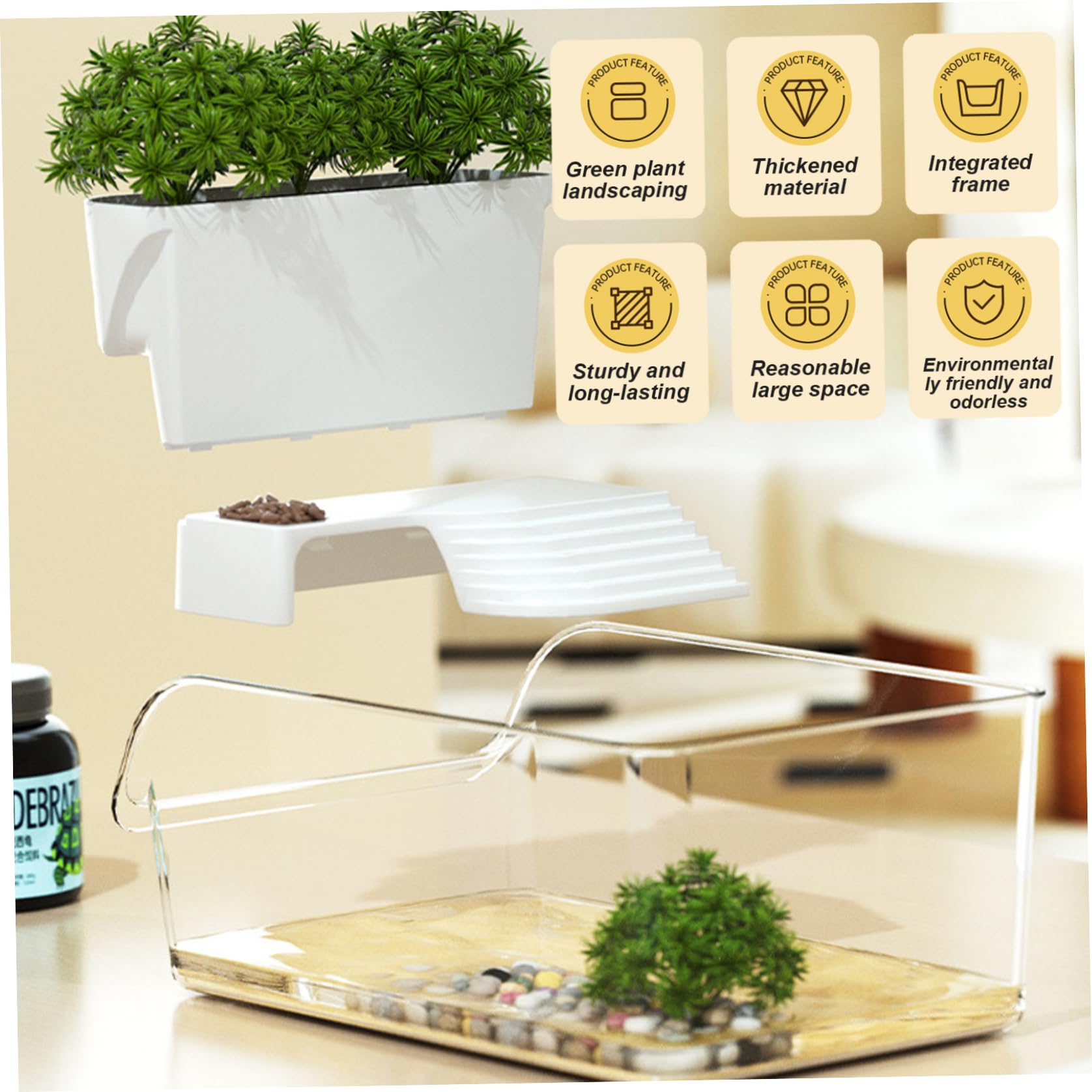Aquarium, kit Complet d'habitat pour Tortues avec Zone Multifonction et Filtre à Eau pour Tortues et Animaux Aquatiques Aquarium pour Poissons pour pour