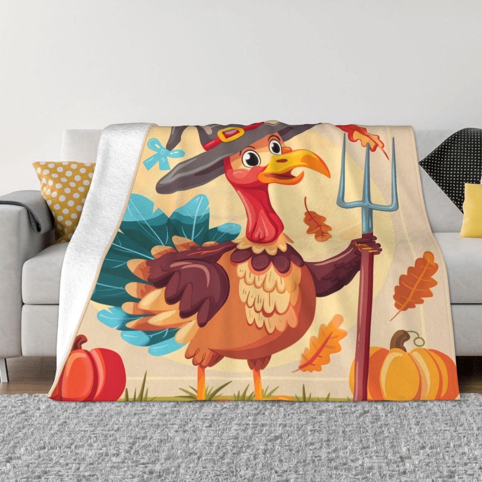 Couverture polaire amusante Mexpekil plaid flanelle chaud jet de canape deco automne 76x102cm