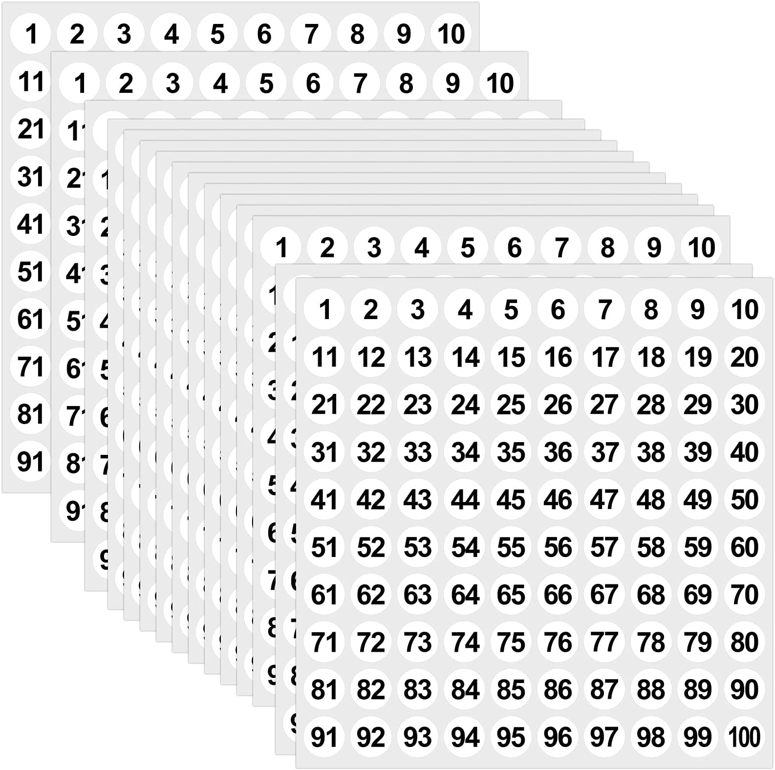 Outus 5000 Pcs 0.4 Inch 1 to 100 Number Stickers Small Number Dot Labels Consecutive Inventory Locker Storage Organizing Removable Stickers for Indoor Outdoor Office White