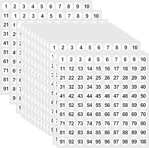 Outus 50 Sheets 1 to 100 Vinyl Consecutive Number Stickers Small Round Labels Inventory/Storage Organizing Stickers for Indoor Outdoor, Storage