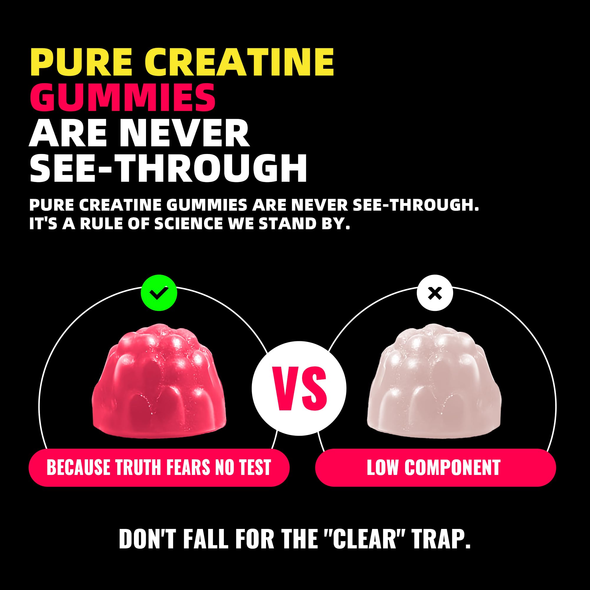 Allcoovita Creatine Monohydrate Gummies for Men & Women. Boost Focus,Strength, and Endurance, Anti-Melting Formula, Vegan, Gluten-Free, Non-GMO,(Pineapple & Watermelon135 ct) — Amazon image 4