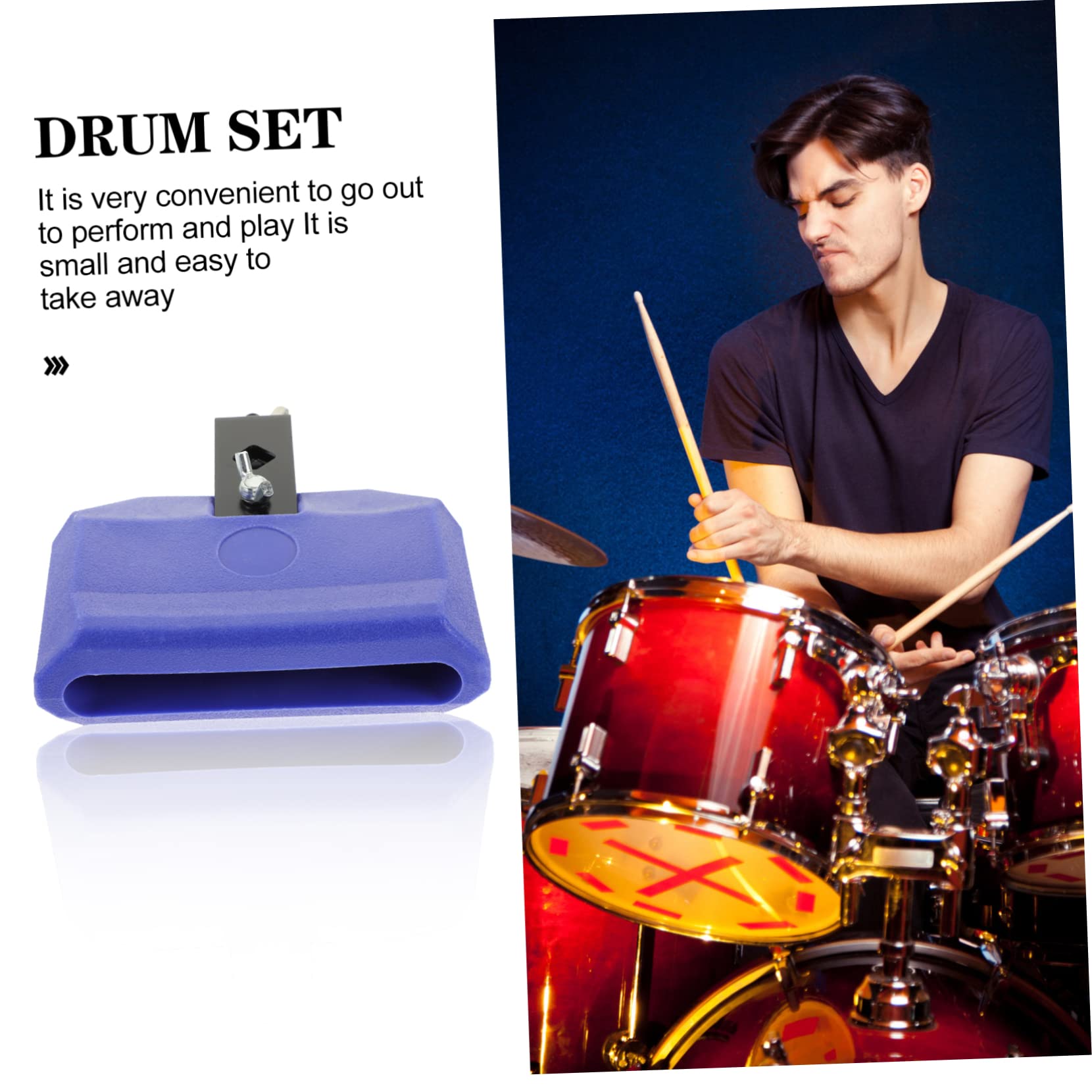 FUNOMOCYA Cowbell Handle for Drum Set Boys and Girls Toy Blue Plastic Cow Bell Percussion Instrument