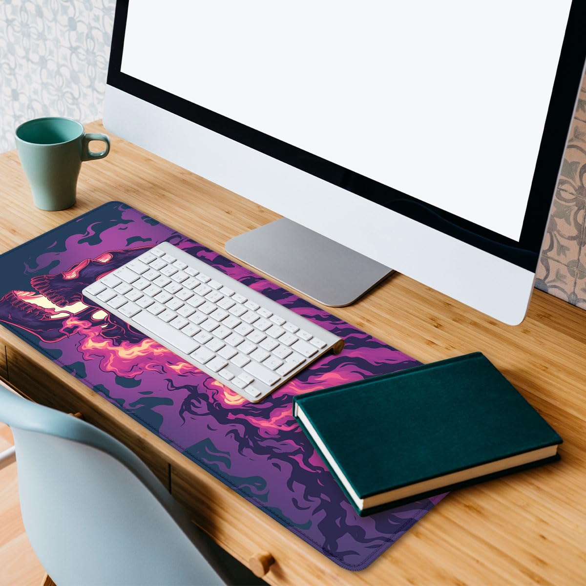 Alfombrilla de ratón para juegos con diseño de calavera de terror, diseño gótico del Día de los Muertos, tamaño XL, alfombrilla de mouse grande extendida para teclado para laptop, alfombrilla de