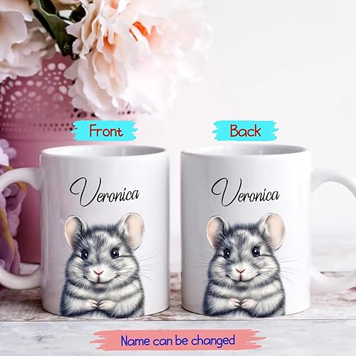 Miniatura 2 de Taza de café personalizada de Chinchilla - Taza de cerámica blanca personalizada de 11 Oz, regalo divertido para cumpleaños de amigos