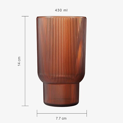 Miniatura 6 de Juego de 4 vasos altos de acrílico inastillables, estilo europeo, aptos para lavavajillas, acanalados, juego de 4, tritán estriado, plástico