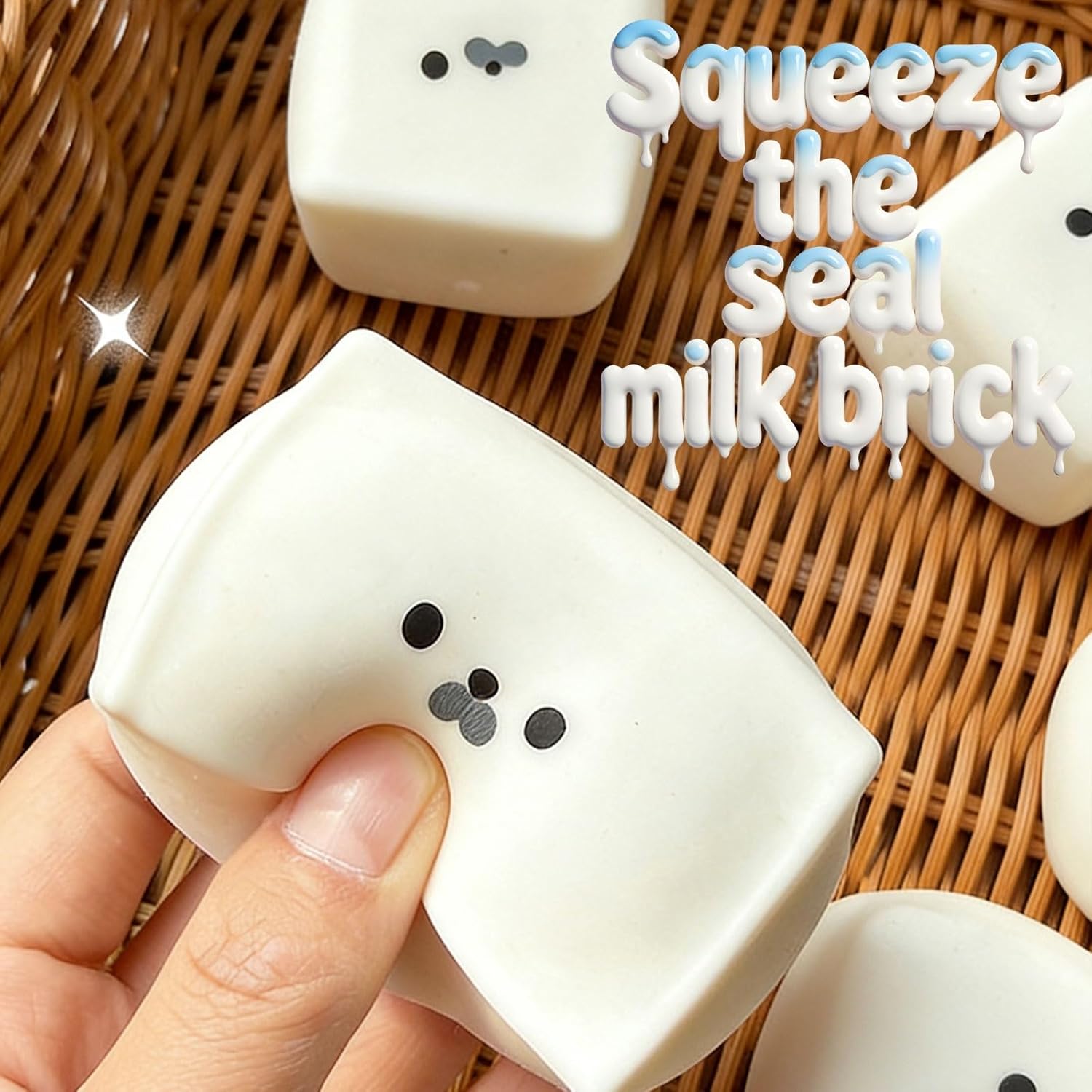 2026 New Extra Malleable Seal Milk Brick Squishy Toy Block Stress Relief Squishies Oversized Slow Rising Squeeze Block Big Food Sensory Fidget Toys for Adults(1PC)