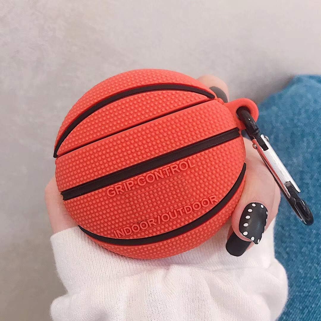 Silicone Case for Airpods Pro Cute Funny Basketball Football Soft Cover Skin with Anti-Lost Keychain (Basketball Case) - Image 4
