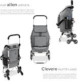 tectake® 56L Shopping Trolley on Wheels with 3-in-1 Function as Grocery Trolley, Shoulder Bag & Sack Truck, Folding Shopping Cart with Aluminium Frame, Stair-Climbing Wheels & Cooler Bag - Grey - 3