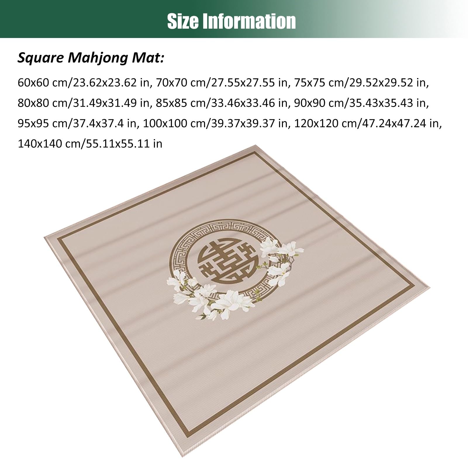 Tapis De Mahjong Épais De Grande Taille Pour Table, Housse De Table Antidérapante À Réduction De Bruit Pour Jeux De Cartes De Poker Mah Jong, Tapis De Jeu Facile À Nettoyer(100x100 cm/39.37x39.37 in)