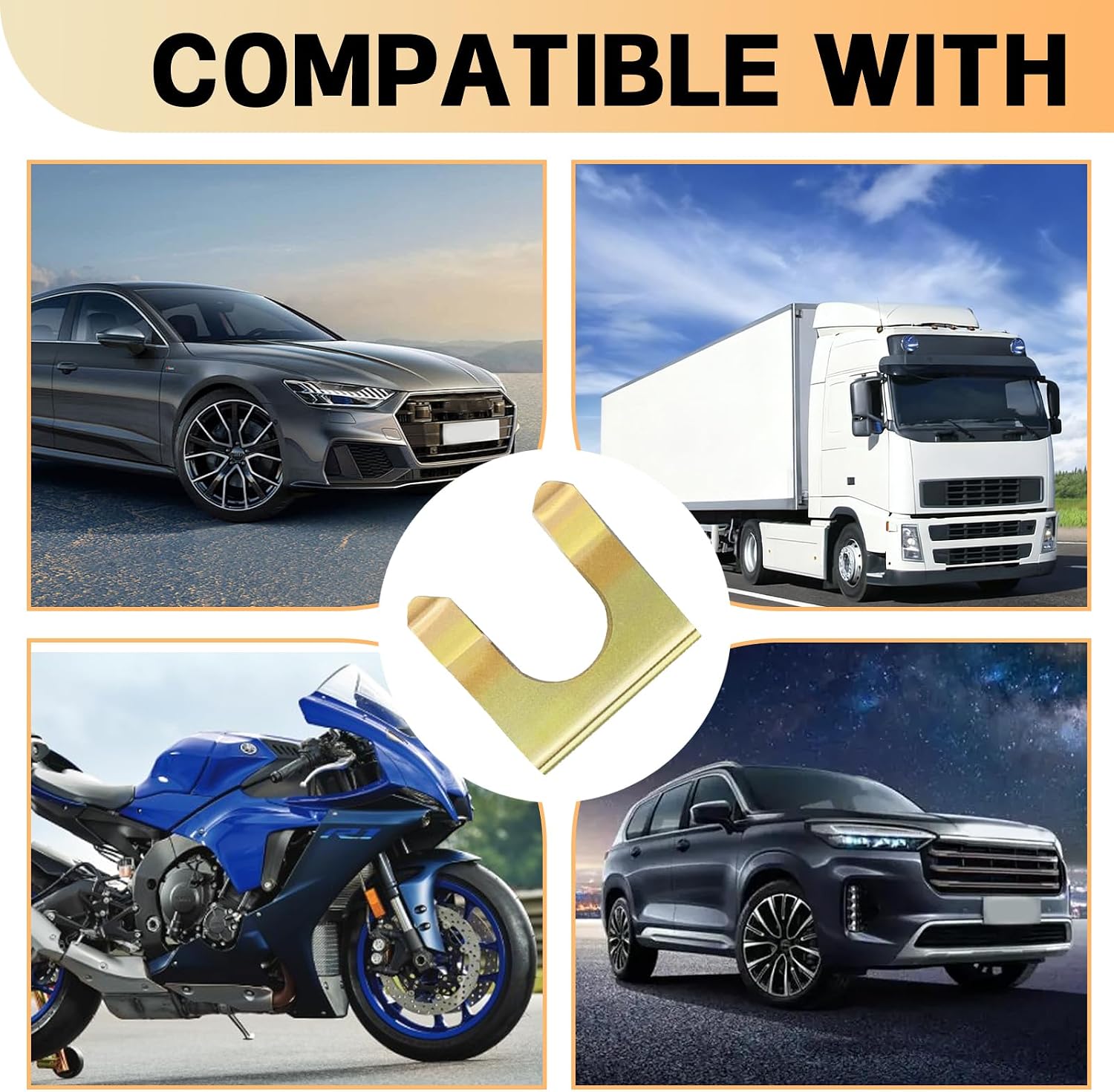 Automotive Universal 15Pcs Metal Brake Line Clips U-Shaped Retainer with Hose Brackets and Parking Cable Clips Universal Replacement for Cars Trucks Vehicles