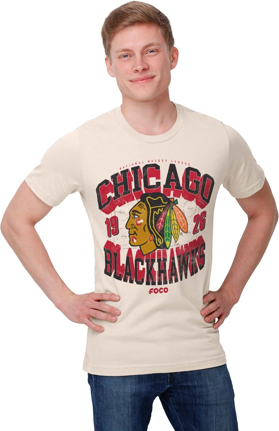 FOCO Men's NHL Team Logo Rink Arched Wordmark Short Sleeve T-Shirt