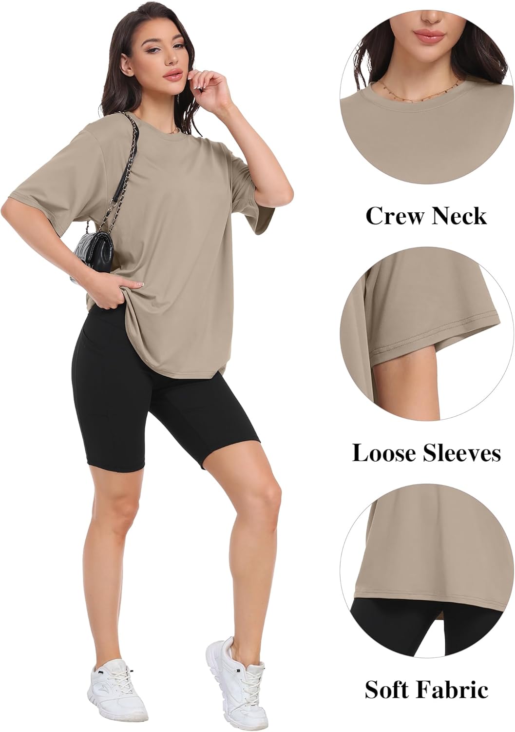 HOPLYNN 3 Pack Womens Oversized T Shirts Loose Fit Crew Neck Summer Short Sleeve Plus Size Tops 2026 Fashion Workout Tees - Image 5