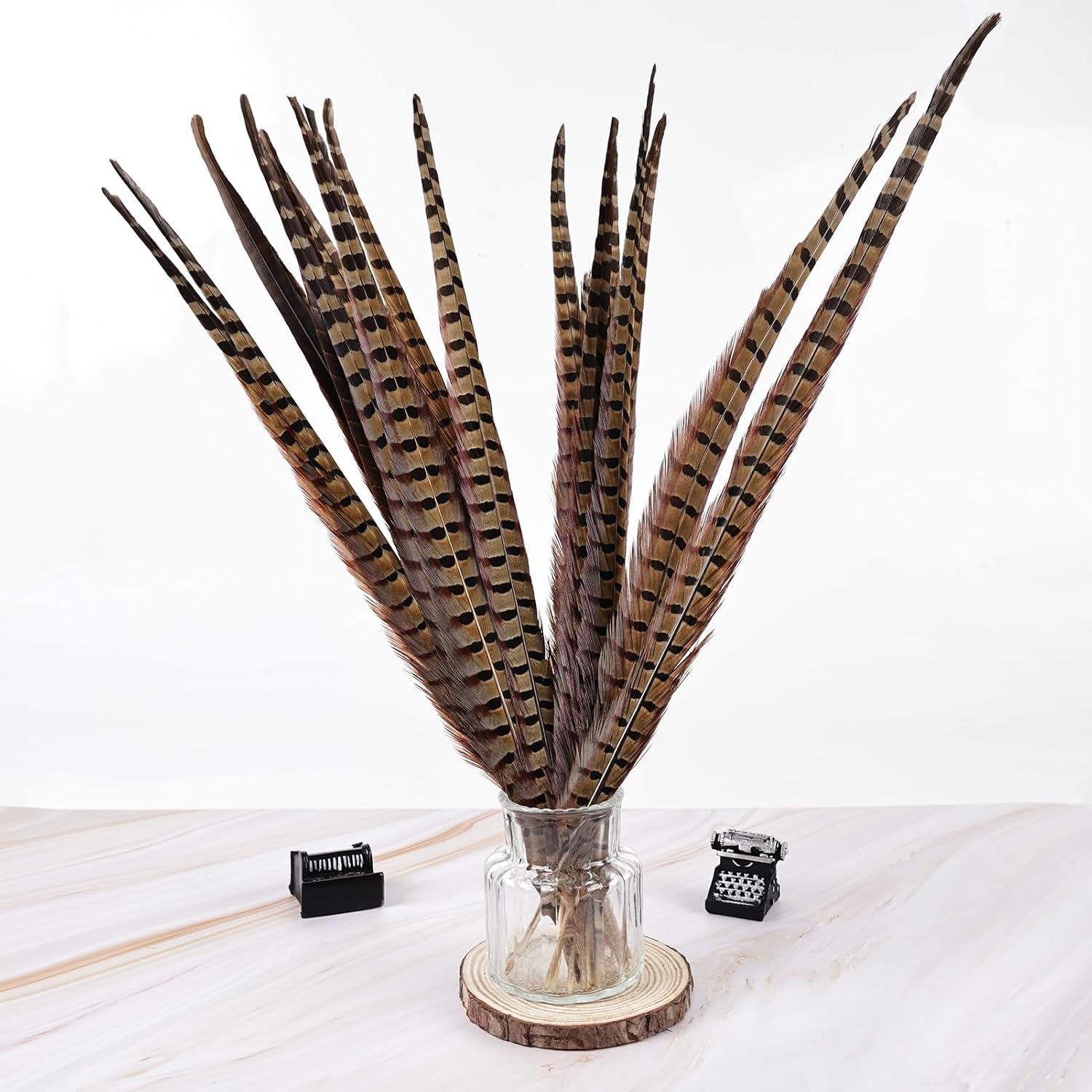 12pcs Natural Feathers Male Ringneck Pheasant Tails Feathers 16-18inch 40-45cm for Crafts Wedding Party Performance Home DIY Decoration,Male Pheasant Feathers