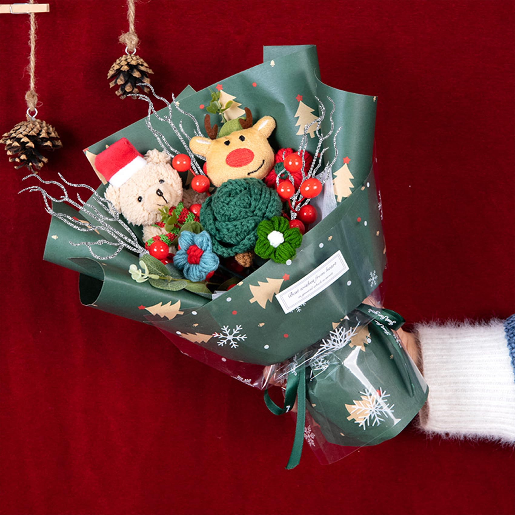 30 Rami Decorativi Glitterati Per Albero Di Natale, Rametti Luminosi Per Centrotavola E Vasi, Decorazioni Natalizie Eleganti, Argento