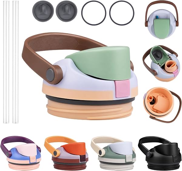 Kit de tapa de repuesto para botellas compatibles con Owala FreeSip Sway, tapa de volteo a prueba de fugas para botellas de agua de 30oz, kit de repuesto libre de BPA con 2 popotes, 2 empaques selladores y 2 tapones para botella